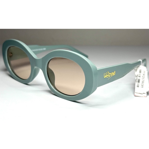 WISDOM FASHION HOUSE FRAME 16 SAGE BEIGE OVAL SUNGLASSES. 53 mm main image 4